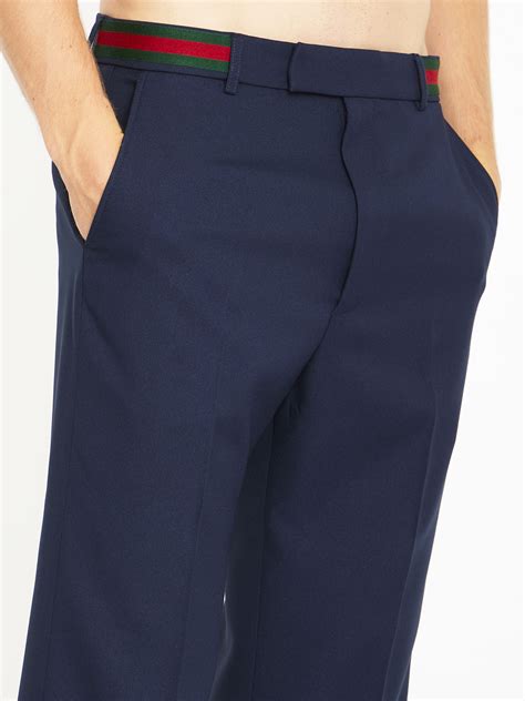 pantaloni gucci con strisce laterali|Gucci Pantalone in drill fluido con strisce.